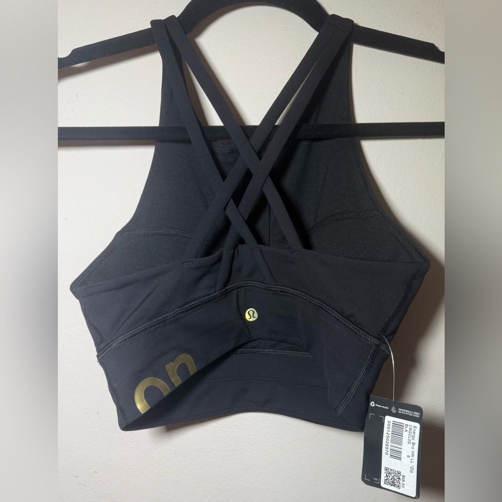 lululemon Energy Bra Black Sports Bra with Gold Logo NWT Size 6 women’s! - Picture 6 of 7